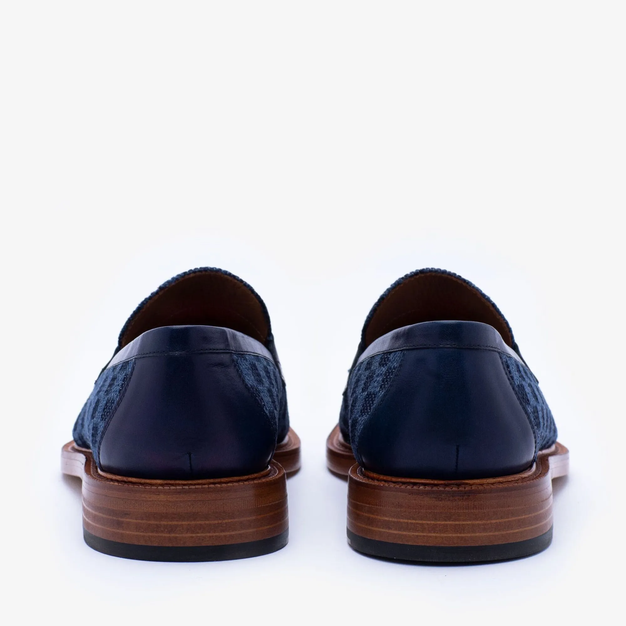 Store TAFT The Fitz Loafer In Blue Check - Blue Loafers |