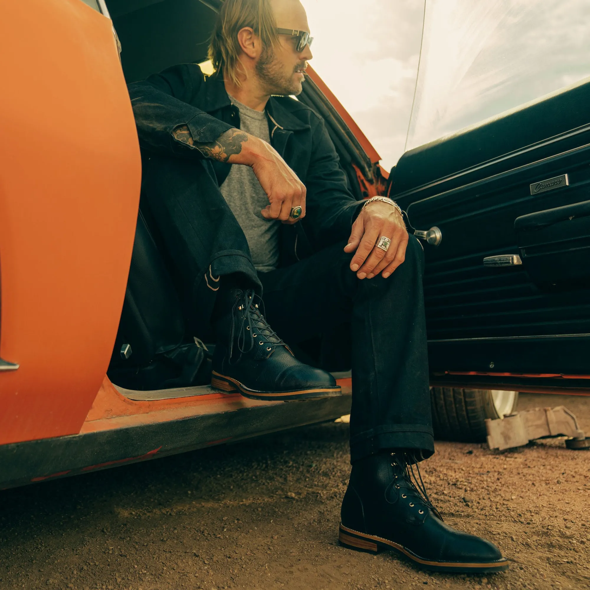 Cheap TAFT The Legacy Boot In Black Hatch - Reindeer Leather |