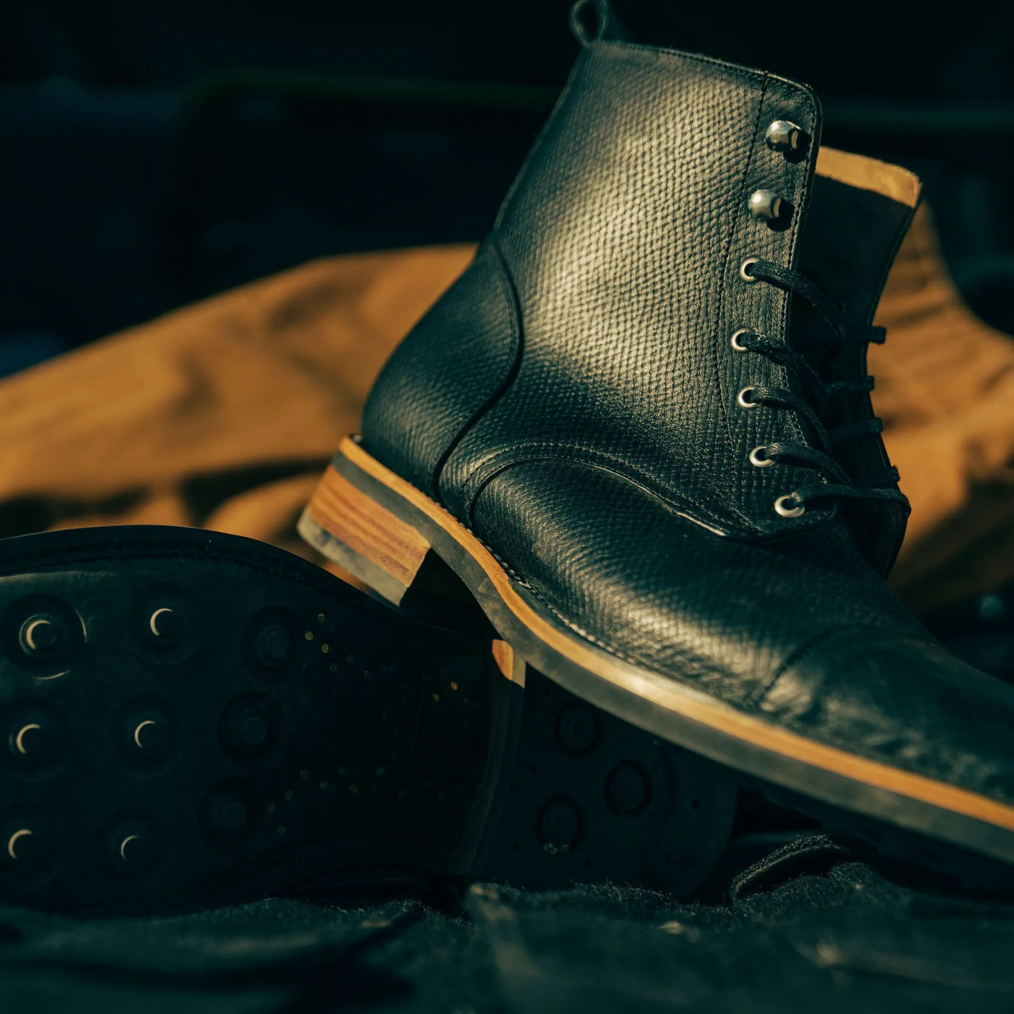 Cheap TAFT The Legacy Boot In Black Hatch - Reindeer Leather |