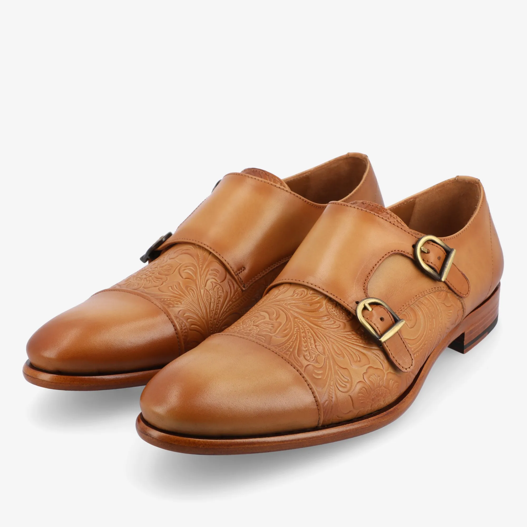 Shop TAFT The Lucca Double Monk Strap Shoe In Honey Floral |