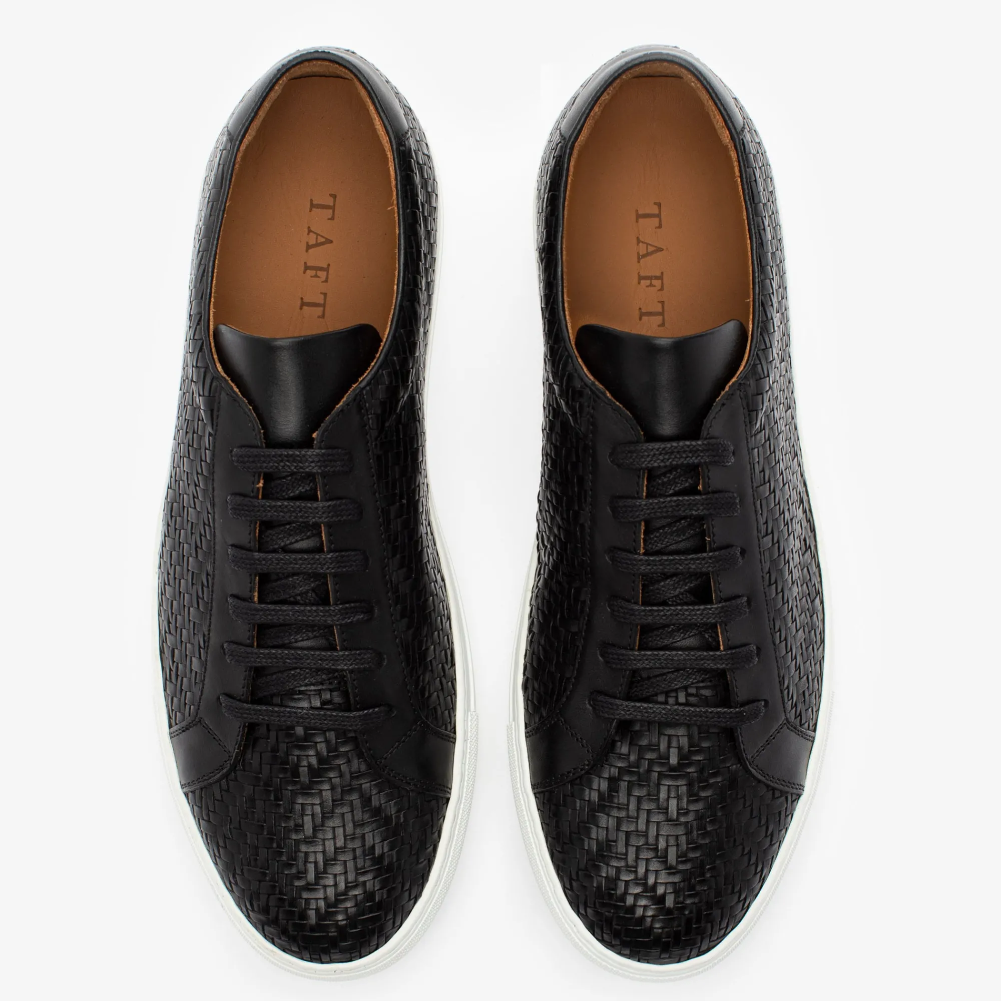 Outlet TAFT The Sneaker In Black Woven Leather |